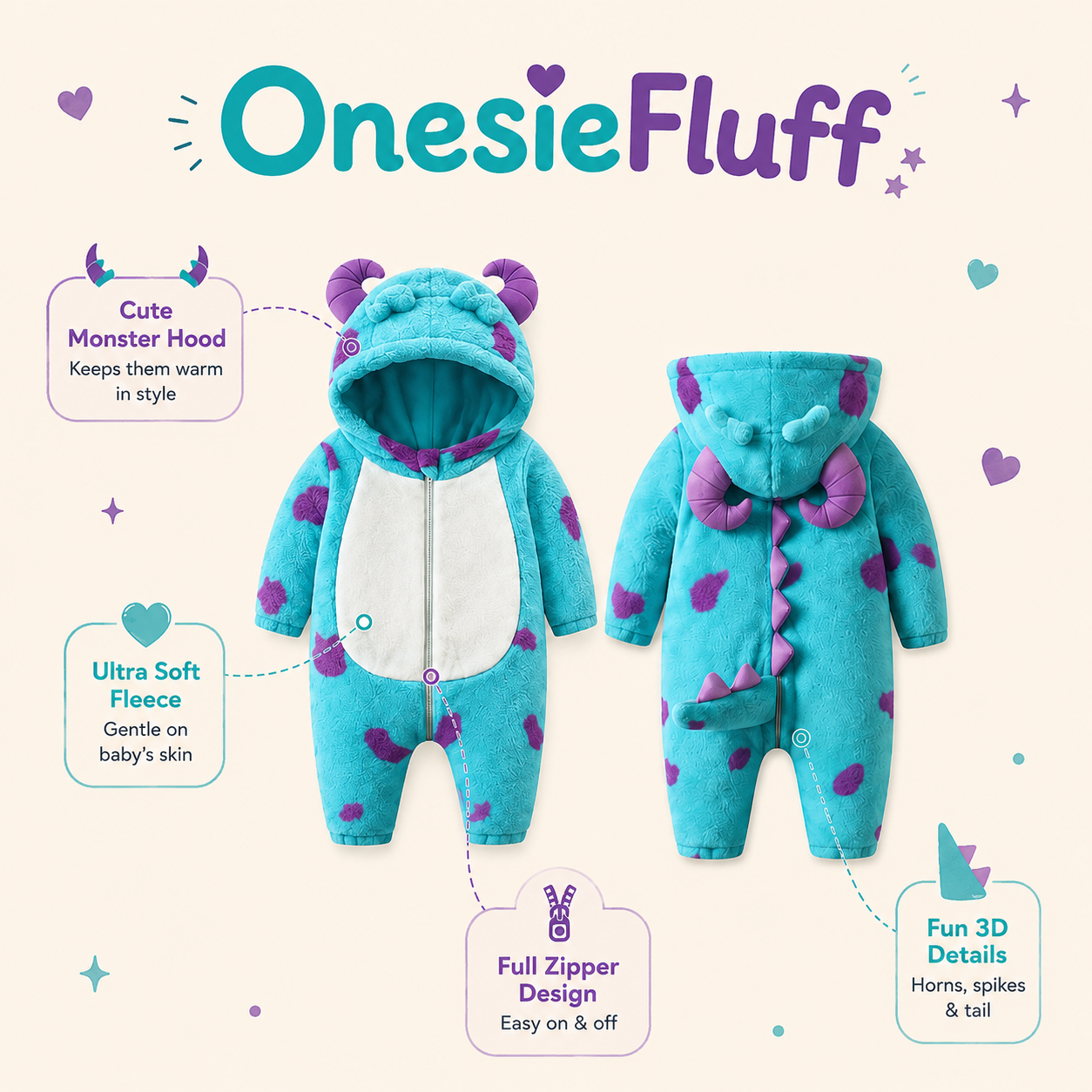OnesieFluff™—Cozy Monster Onesie